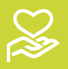 Icon of heart over an open hand